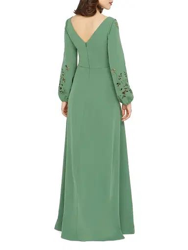 Kay Unger Women's Valentina Embroidered Stretch-Crepe Fit & Flare Gown - Spearmint | Thumbnail 5 Kay Unger Women's Valentina Embroidered Stretch-Crepe Fit & Flare Gown - Spearmint | Thumbnail 5
