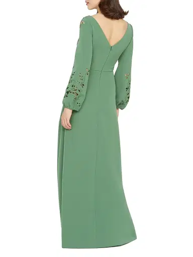 Kay Unger Women's Valentina Embroidered Stretch-Crepe Fit & Flare Gown - Spearmint | Thumbnail 6 Kay Unger Women's Valentina Embroidered Stretch-Crepe Fit & Flare Gown - Spearmint | Thumbnail 6
