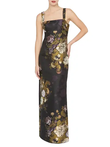 Kay Unger Women's Lilith Floral Jacquard Column Gown - Plum Multi | Thumbnail 4 Kay Unger Women's Lilith Floral Jacquard Column Gown - Plum Multi | Thumbnail 4