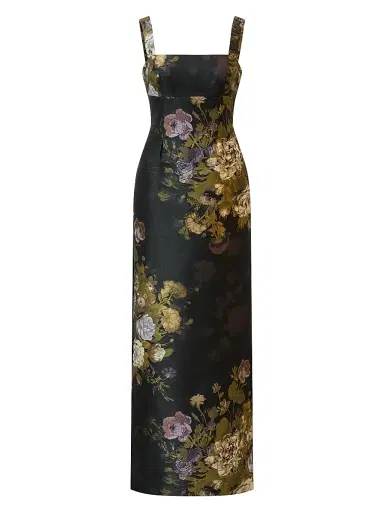 Kay Unger Women's Lilith Floral Jacquard Column Gown - Plum Multi | Thumbnail 1 Kay Unger Women's Lilith Floral Jacquard Column Gown - Plum Multi | Thumbnail 1