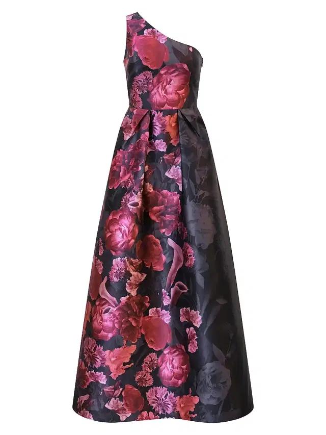 Women's Dianna Floral Mikado One-Shoulder Gown - Twilight Multi Women's Dianna Floral Mikado One-Shoulder Gown - Twilight Multi