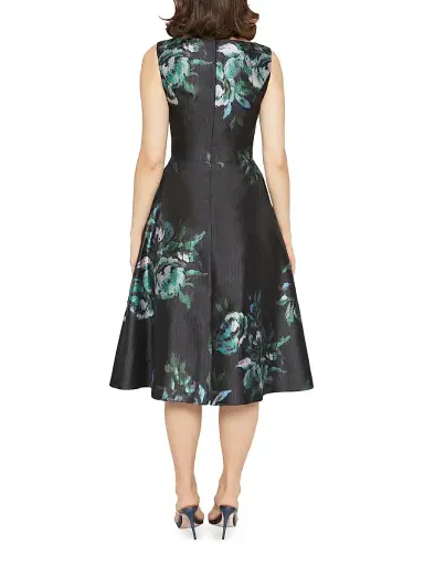 Kay Unger Women's Brooke Floral Mikado Fit & Flare Midi-Dress - Black | Thumbnail 5 Kay Unger Women's Brooke Floral Mikado Fit & Flare Midi-Dress - Black | Thumbnail 5