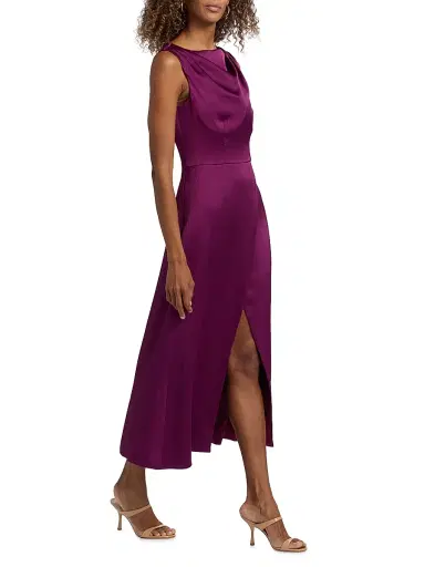 Kay Unger Women's Ginger Satin Tea-Length Dress | Thumbnail 2 Kay Unger Women's Ginger Satin Tea-Length Dress | Thumbnail 2