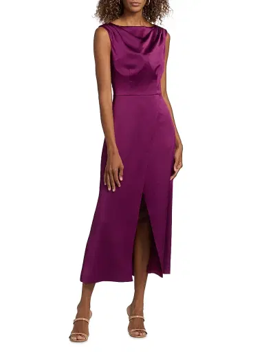 Kay Unger Women's Ginger Satin Tea-Length Dress | Thumbnail 3 Kay Unger Women's Ginger Satin Tea-Length Dress | Thumbnail 3