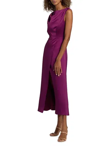 Kay Unger Women's Ginger Satin Tea-Length Dress | Thumbnail 4 Kay Unger Women's Ginger Satin Tea-Length Dress | Thumbnail 4
