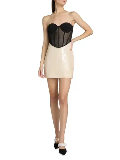 BCBGMAXAZRIA Women's Mila Mesh & Sequin Corset Minidress | Thumbnail 2 BCBGMAXAZRIA Women's Mila Mesh & Sequin Corset Minidress | Thumbnail 2