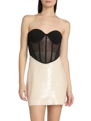 BCBGMAXAZRIA Women's Mila Mesh & Sequin Corset Minidress | Thumbnail 3 BCBGMAXAZRIA Women's Mila Mesh & Sequin Corset Minidress | Thumbnail 3