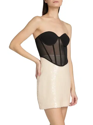 BCBGMAXAZRIA Women's Mila Mesh & Sequin Corset Minidress | Thumbnail 4 BCBGMAXAZRIA Women's Mila Mesh & Sequin Corset Minidress | Thumbnail 4