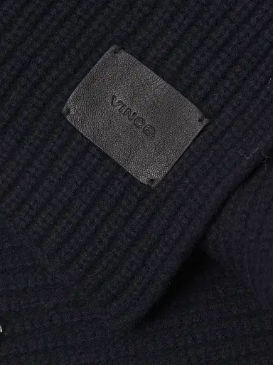 Vince Men's Cashmere Shaker-Stitch Scarf - Navy Blue | Thumbnail 4 Vince Men's Cashmere Shaker-Stitch Scarf - Navy Blue | Thumbnail 4