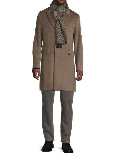 Vince Men's Houndstooth Double-Face Wool-Cashmere Scarf - Brown | Thumbnail 2 Vince Men's Houndstooth Double-Face Wool-Cashmere Scarf - Brown | Thumbnail 2