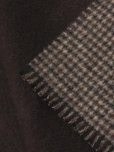 Vince Men's Houndstooth Double-Face Wool-Cashmere Scarf - Brown | Thumbnail 4 Vince Men's Houndstooth Double-Face Wool-Cashmere Scarf - Brown | Thumbnail 4