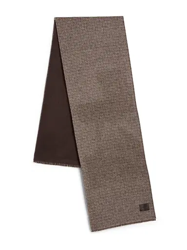 Vince Men's Houndstooth Double-Face Wool-Cashmere Scarf - Brown | Thumbnail 1 Vince Men's Houndstooth Double-Face Wool-Cashmere Scarf - Brown | Thumbnail 1