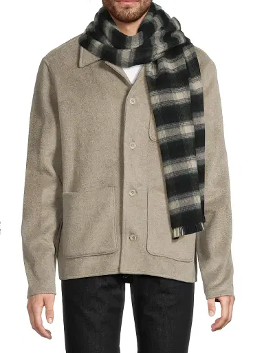 Vince Men's Double-Face Wool Scarf - Black White | Thumbnail 3 Vince Men's Double-Face Wool Scarf - Black White | Thumbnail 3