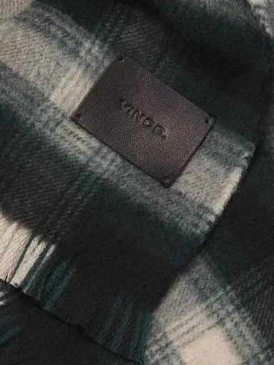 Vince Men's Double-Face Wool Scarf - Black White | Thumbnail 4 Vince Men's Double-Face Wool Scarf - Black White | Thumbnail 4