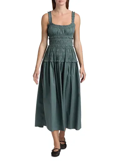 DÔEN Women's Marianne Smocked Midi-Dress - Lagoon - Size Medium | Thumbnail 2 DÔEN Women's Marianne Smocked Midi-Dress - Lagoon - Size Medium | Thumbnail 2