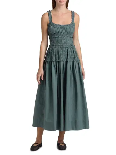 DÔEN Women's Marianne Smocked Midi-Dress - Lagoon - Size Medium | Thumbnail 3 DÔEN Women's Marianne Smocked Midi-Dress - Lagoon - Size Medium | Thumbnail 3