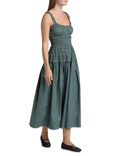 DÔEN Women's Marianne Smocked Midi-Dress - Lagoon - Size Medium | Thumbnail 4 DÔEN Women's Marianne Smocked Midi-Dress - Lagoon - Size Medium | Thumbnail 4