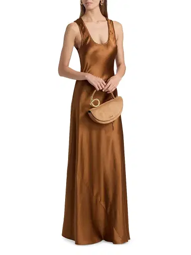 Heirlome Women's Margot Satin Scoopneck Maxi Dress - Burnt Sienna | Thumbnail 2 Heirlome Women's Margot Satin Scoopneck Maxi Dress - Burnt Sienna | Thumbnail 2