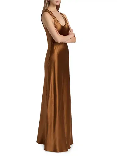 Heirlome Women's Margot Satin Scoopneck Maxi Dress - Burnt Sienna | Thumbnail 4 Heirlome Women's Margot Satin Scoopneck Maxi Dress - Burnt Sienna | Thumbnail 4
