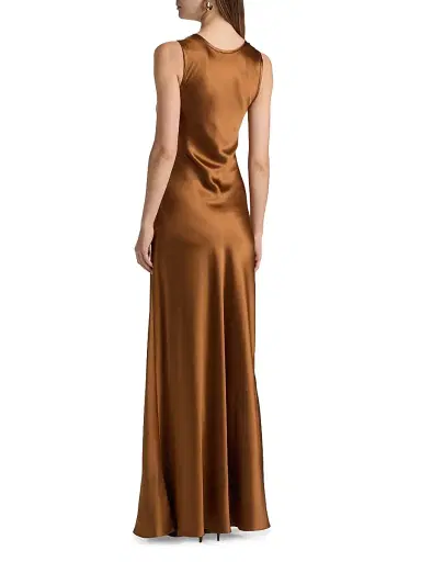 Heirlome Women's Margot Satin Scoopneck Maxi Dress - Burnt Sienna | Thumbnail 5 Heirlome Women's Margot Satin Scoopneck Maxi Dress - Burnt Sienna | Thumbnail 5