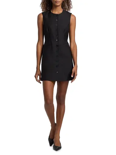 Heirlome Women's Danielle Wool-Blend Button-Front Minidress - Black - Size 10 | Thumbnail 2 Heirlome Women's Danielle Wool-Blend Button-Front Minidress - Black - Size 10 | Thumbnail 2