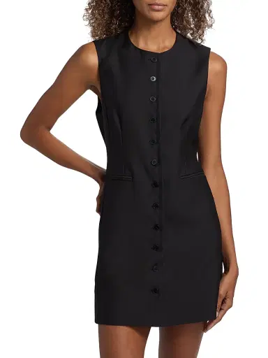 Heirlome Women's Danielle Wool-Blend Button-Front Minidress - Black - Size 10 | Thumbnail 3 Heirlome Women's Danielle Wool-Blend Button-Front Minidress - Black - Size 10 | Thumbnail 3