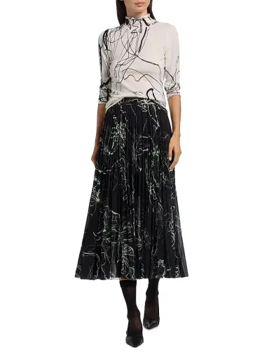 Jason Wu Collection Women's Scribble Floral Wool Turtleneck Sweater - White Black Multi | Thumbnail 2 Jason Wu Collection Women's Scribble Floral Wool Turtleneck Sweater - White Black Multi | Thumbnail 2