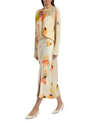 Jason Wu Collection Women's Watercolor Floral Wool Sweater | Thumbnail 2 Jason Wu Collection Women's Watercolor Floral Wool Sweater | Thumbnail 2