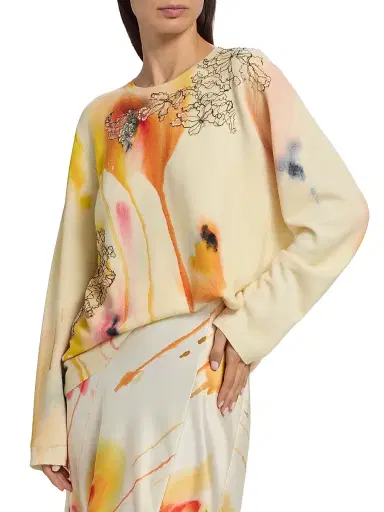 Jason Wu Collection Women's Watercolor Floral Wool Sweater | Thumbnail 6 Jason Wu Collection Women's Watercolor Floral Wool Sweater | Thumbnail 6