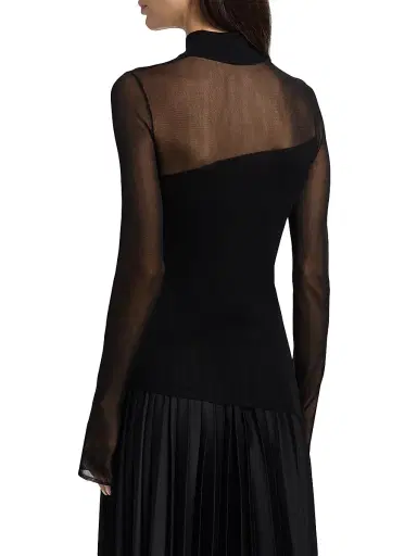 Jason Wu Collection Women's Sheer Merino Wool Asymmetric Top - Black Black | Thumbnail 5 Jason Wu Collection Women's Sheer Merino Wool Asymmetric Top - Black Black | Thumbnail 5