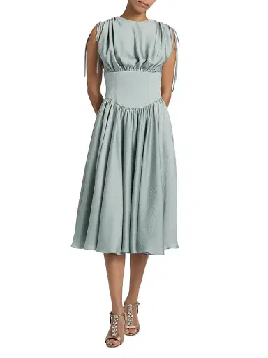 Amsale Women's Gathered Sleeveless Cocktail Dress - Jade - Size 16 | Thumbnail 3 Amsale Women's Gathered Sleeveless Cocktail Dress - Jade - Size 16 | Thumbnail 3