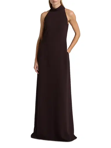 Amsale Women's Sleeveless Turtleneck Gown - Raisin | Thumbnail 2 Amsale Women's Sleeveless Turtleneck Gown - Raisin | Thumbnail 2