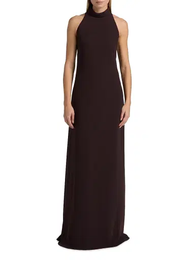 Amsale Women's Sleeveless Turtleneck Gown - Raisin | Thumbnail 3 Amsale Women's Sleeveless Turtleneck Gown - Raisin | Thumbnail 3