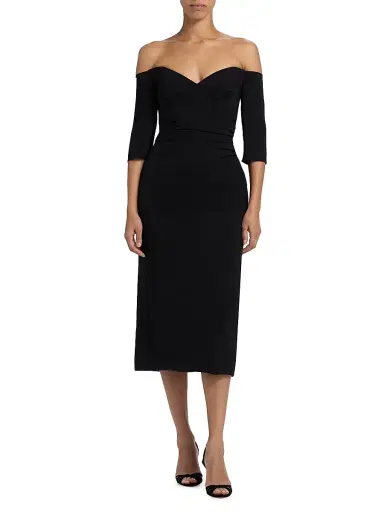 Amsale Women's Off-The-Shoulder Body-Con Midi-Dress - Black - Size 12 | Thumbnail 3 Amsale Women's Off-The-Shoulder Body-Con Midi-Dress - Black - Size 12 | Thumbnail 3