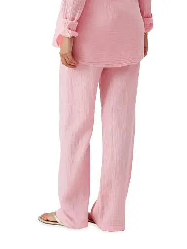 Melissa Odabash Women's Krissy Crinkle Cotton Wide-Leg Pants - Rose | Thumbnail 4 Melissa Odabash Women's Krissy Crinkle Cotton Wide-Leg Pants - Rose | Thumbnail 4