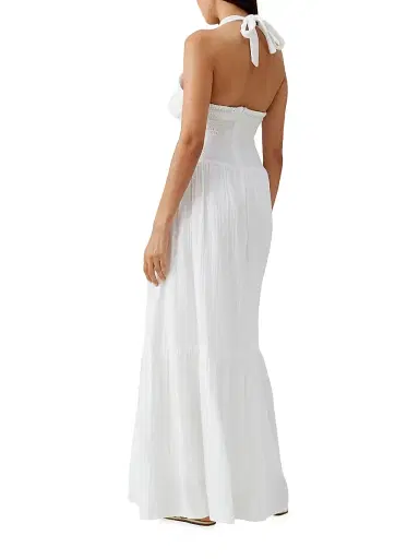 Melissa Odabash Women's Shay Crinkled Cotton Halterneck Maxi Dress - White | Thumbnail 3 Melissa Odabash Women's Shay Crinkled Cotton Halterneck Maxi Dress - White | Thumbnail 3