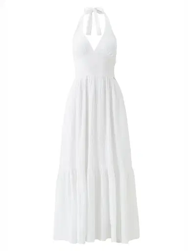 Melissa Odabash Women's Shay Crinkled Cotton Halterneck Maxi Dress - White | Thumbnail 1 Melissa Odabash Women's Shay Crinkled Cotton Halterneck Maxi Dress - White | Thumbnail 1