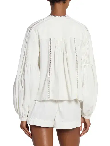 Isabel Marant Women's Cubraly Lace-Trim Ruffled Cotton Top - White | Thumbnail 5 Isabel Marant Women's Cubraly Lace-Trim Ruffled Cotton Top - White | Thumbnail 5