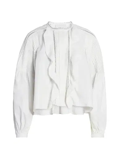 Isabel Marant Women's Cubraly Lace-Trim Ruffled Cotton Top - White | Thumbnail 1 Isabel Marant Women's Cubraly Lace-Trim Ruffled Cotton Top - White | Thumbnail 1
