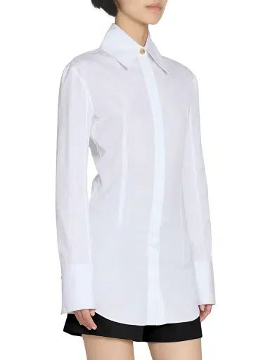 Balmain Women's Fitted Cotton Poplin Shirt - Blanc Optique | Thumbnail 4 Balmain Women's Fitted Cotton Poplin Shirt - Blanc Optique | Thumbnail 4