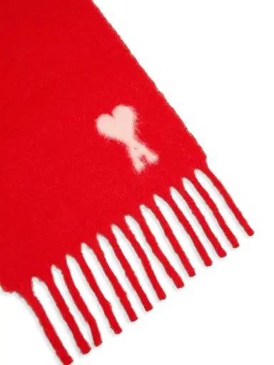 AMI PARIS Men's Ami de Coeur Scarf - Red White | Thumbnail 2 AMI PARIS Men's Ami de Coeur Scarf - Red White | Thumbnail 2