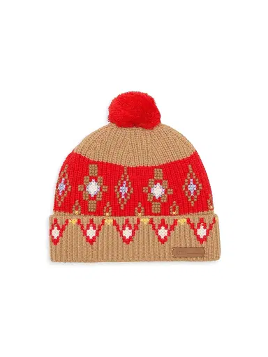 AMI PARIS Men's Intarsia-Knit Wool Beanie - Camel Red | Thumbnail 1 AMI PARIS Men's Intarsia-Knit Wool Beanie - Camel Red | Thumbnail 1