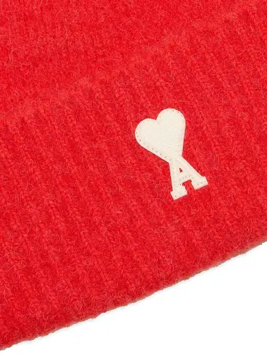 AMI Paris Men's Ami de Coeur Beanie - Red White | Thumbnail 3 AMI Paris Men's Ami de Coeur Beanie - Red White | Thumbnail 3