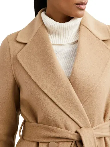Reiss Women's Lucia Double-Breasted Blindseam Coat - Dark Camel | Thumbnail 5 Reiss Women's Lucia Double-Breasted Blindseam Coat - Dark Camel | Thumbnail 5