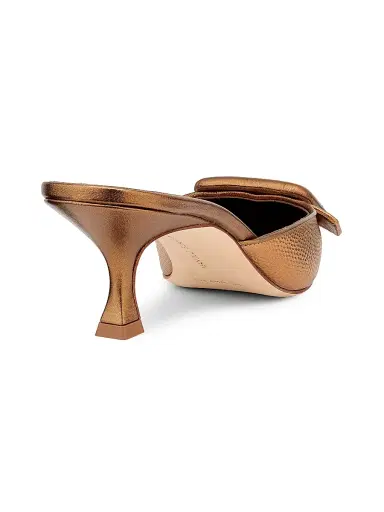 Manolo Blahnik Women's Maysalebi 50MM Snake-Embossed Metallic Leather Mules - Bronze | Thumbnail 3 Manolo Blahnik Women's Maysalebi 50MM Snake-Embossed Metallic Leather Mules - Bronze | Thumbnail 3