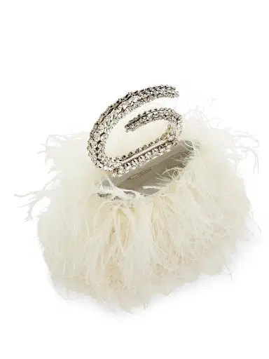 L'Alingi Women's Karma Embellished-Handle Feather Pouch - White | Thumbnail 3 L'Alingi Women's Karma Embellished-Handle Feather Pouch - White | Thumbnail 3