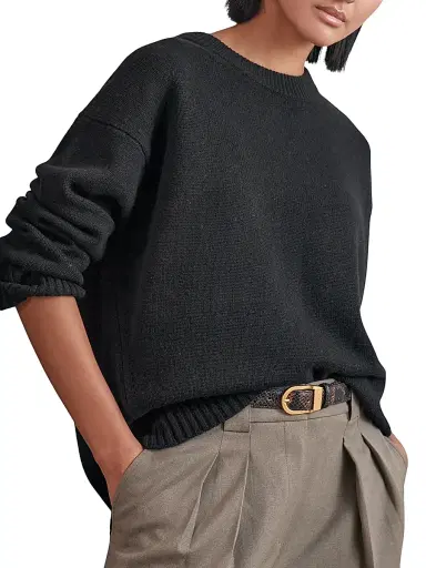 Reiss Women's Ella Wool-Cashmere Crewneck Sweater - Black | Thumbnail 3 Reiss Women's Ella Wool-Cashmere Crewneck Sweater - Black | Thumbnail 3