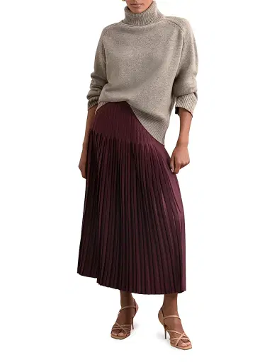 Reiss Women's Savannah Silk Satin A-Line Midi-Skirt - Burgundy | Thumbnail 2 Reiss Women's Savannah Silk Satin A-Line Midi-Skirt - Burgundy | Thumbnail 2