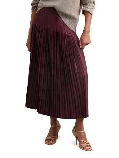Reiss Women's Savannah Silk Satin A-Line Midi-Skirt - Burgundy | Thumbnail 3 Reiss Women's Savannah Silk Satin A-Line Midi-Skirt - Burgundy | Thumbnail 3