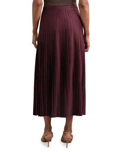 Reiss Women's Savannah Silk Satin A-Line Midi-Skirt - Burgundy | Thumbnail 4 Reiss Women's Savannah Silk Satin A-Line Midi-Skirt - Burgundy | Thumbnail 4